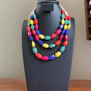 Multicolor, rainbow beaded statement necklace
